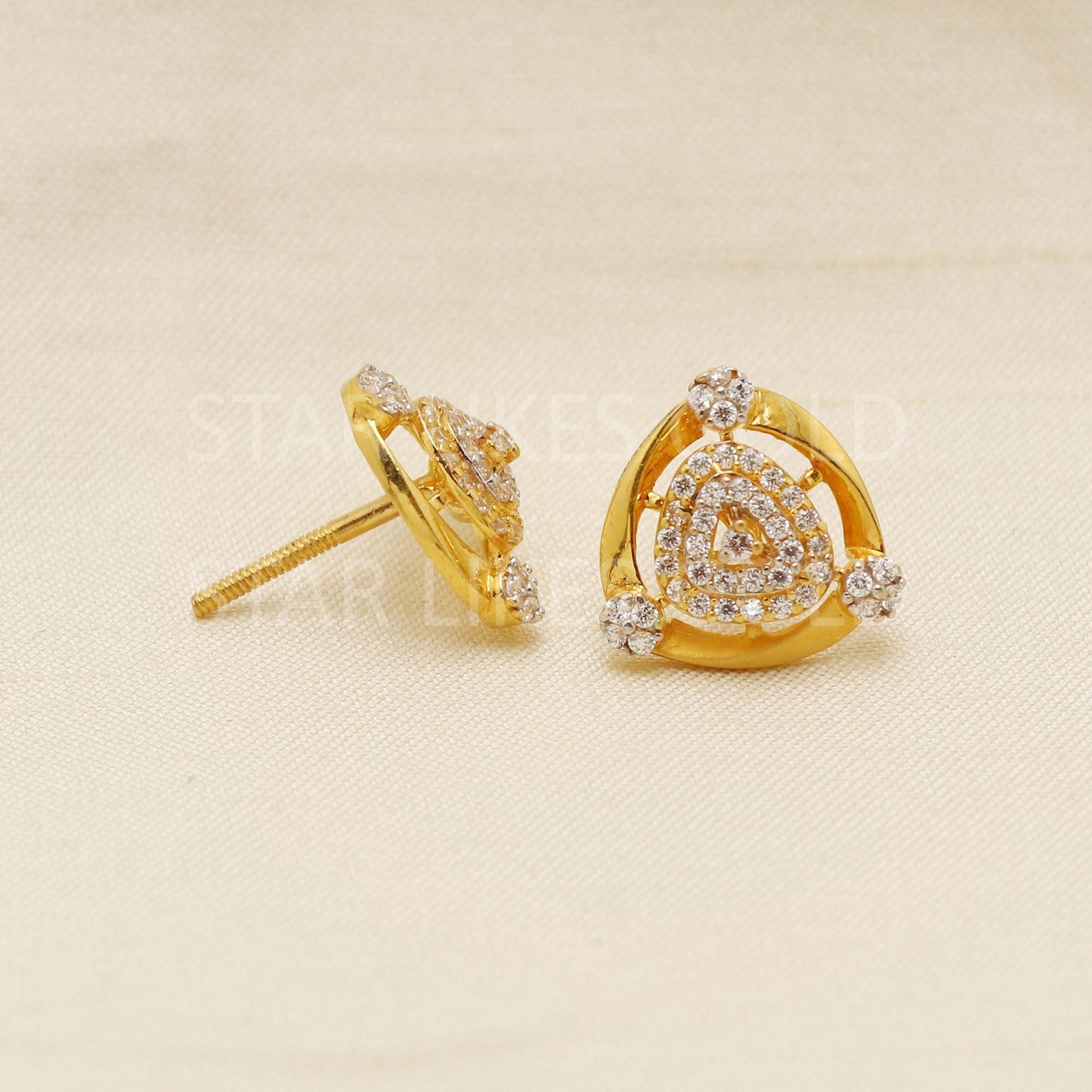 White Zircons 22k 22 karat gold earrings jewelry, PR1618