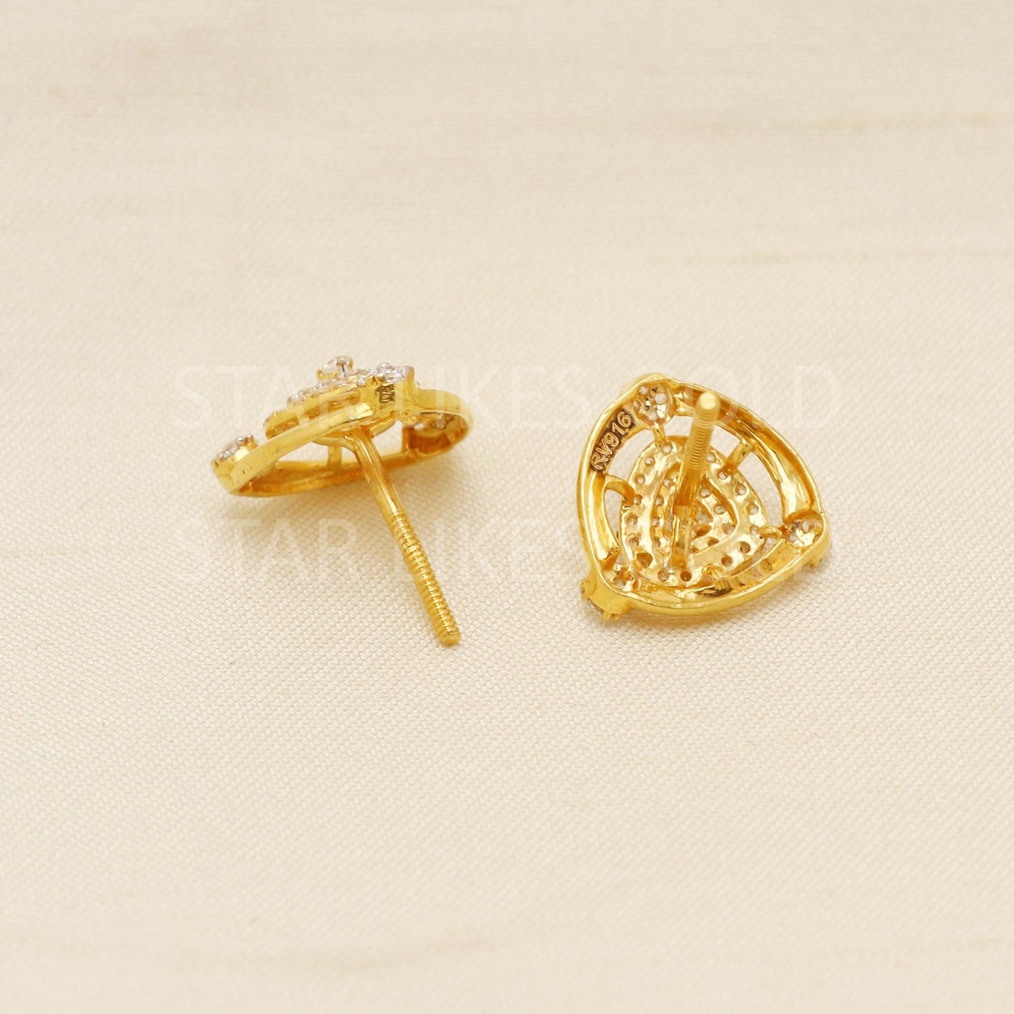 White Zircons 22k 22 karat gold earrings jewelry, PR1618