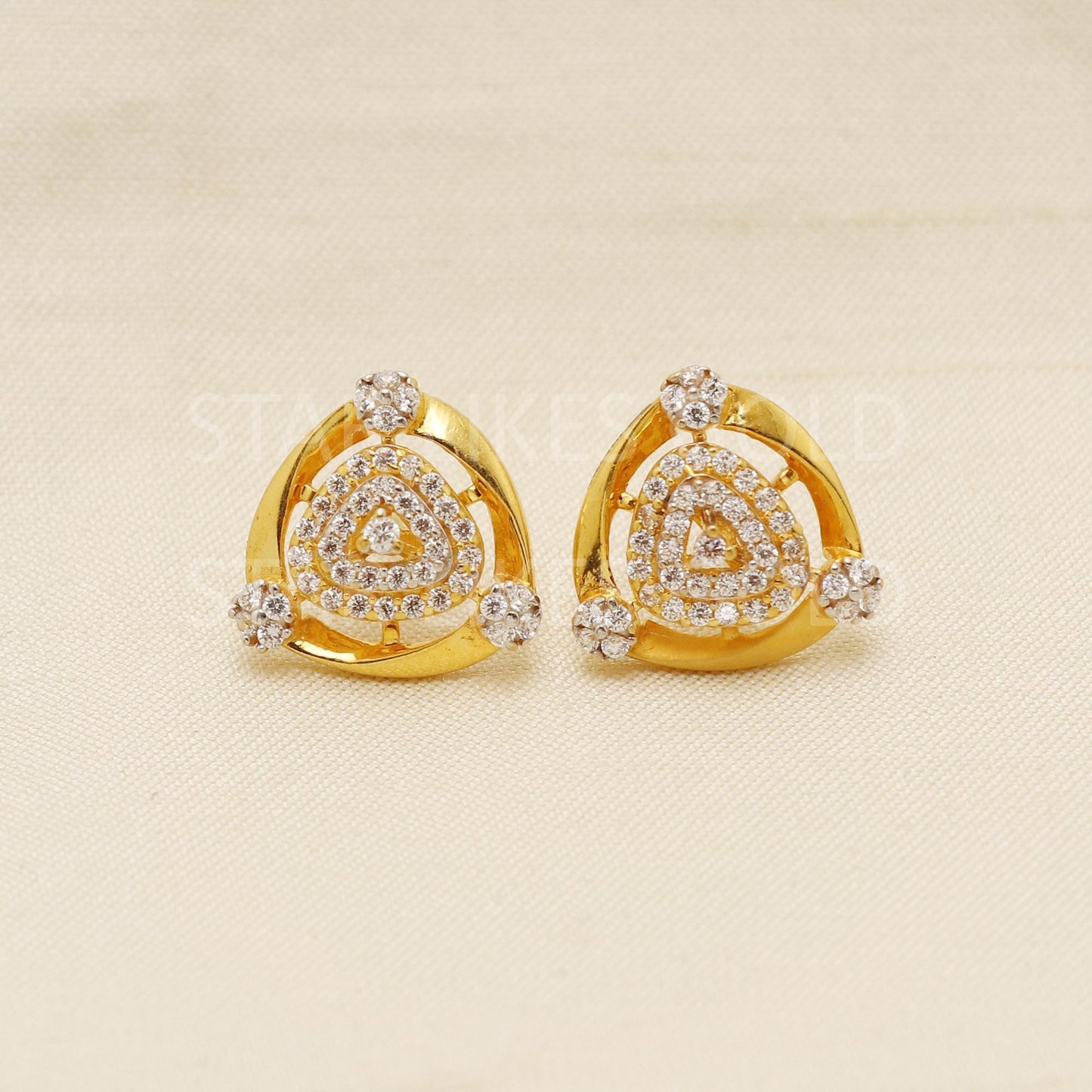 White Zircons 22k 22 karat gold earrings jewelry, PR1618