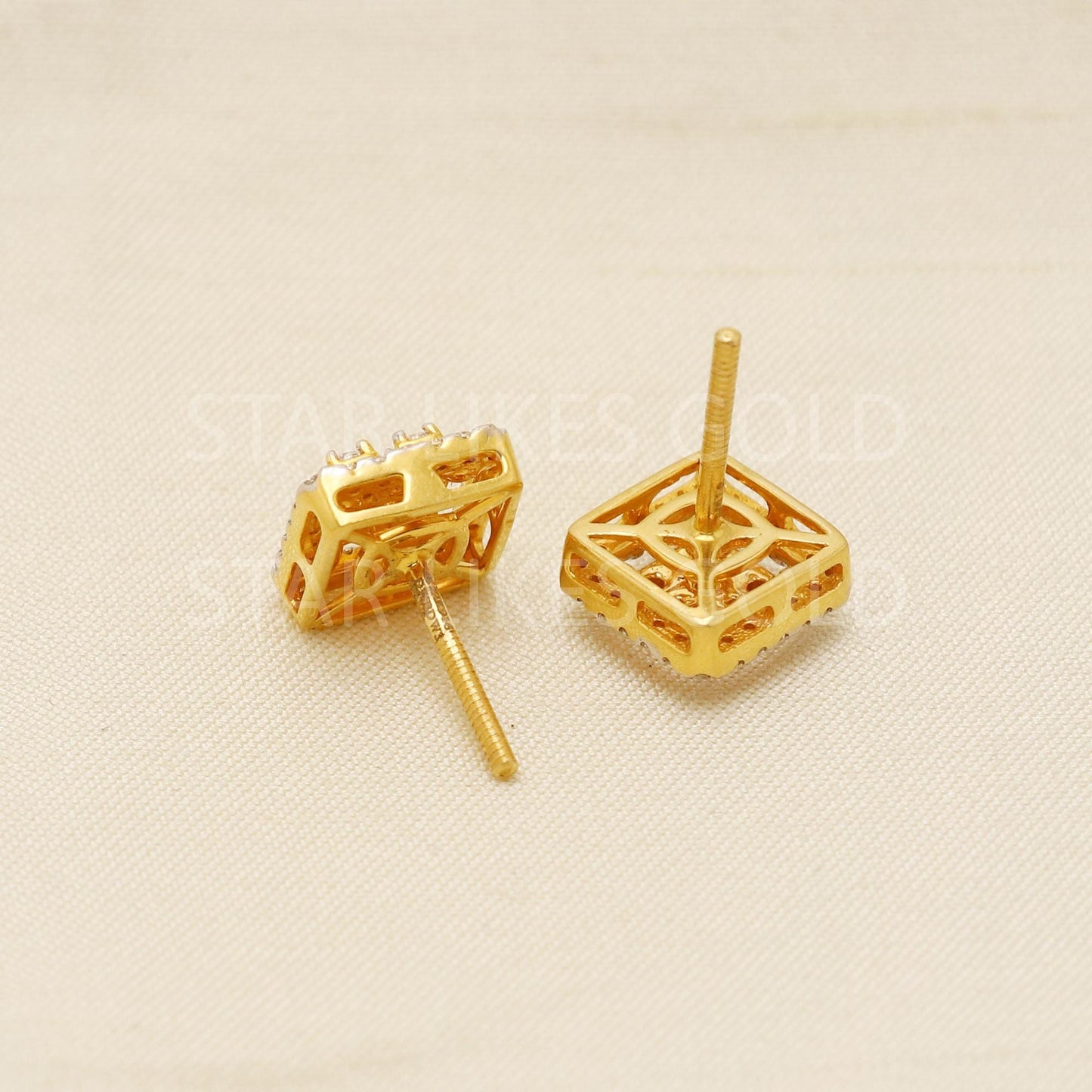 White Zircons 22k 22 karat yellow gold earrings jewelry, PR1619