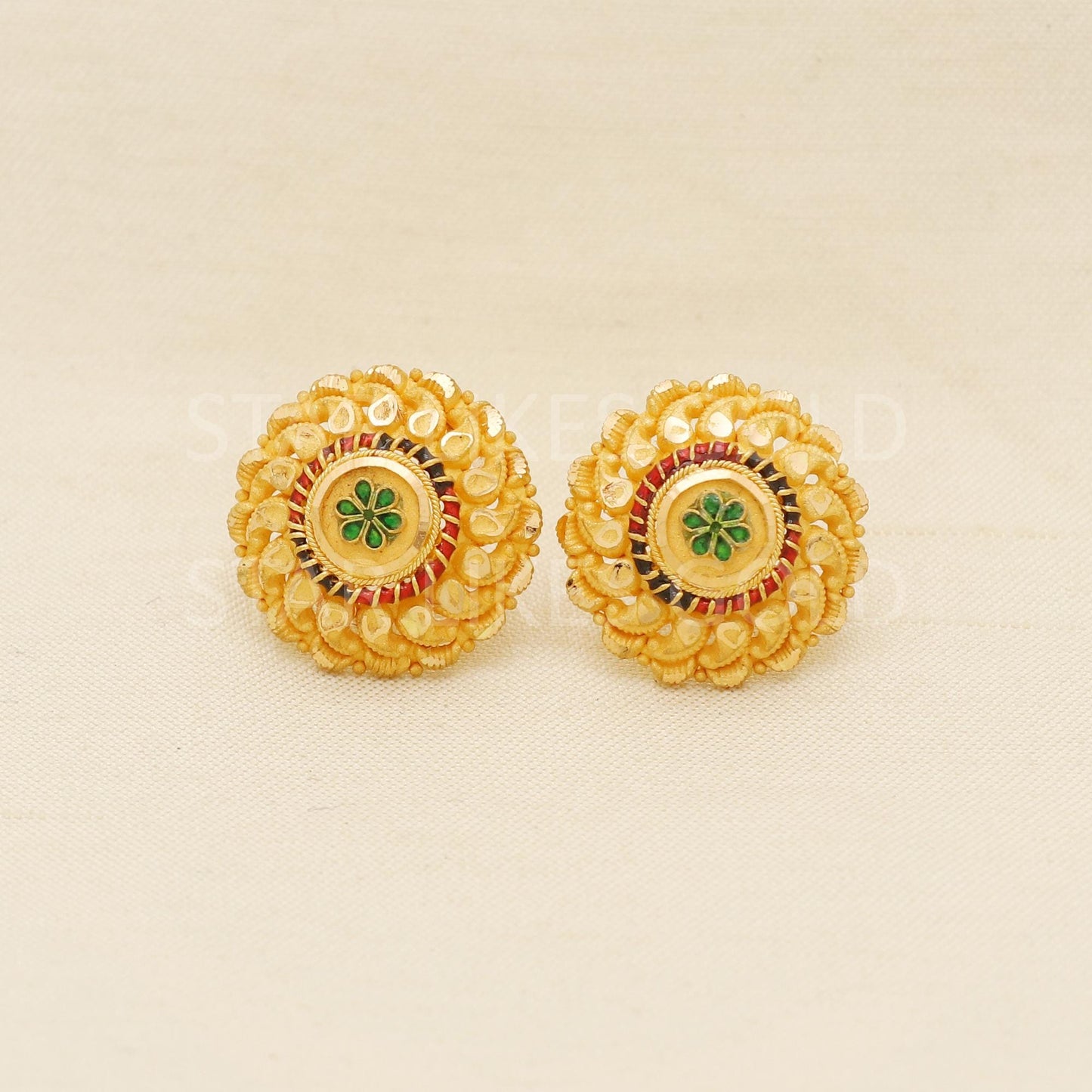 Designer Pure 22k 22 karat gold stud earrings jewelry, PR1670