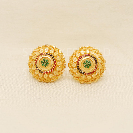 Designer Pure 22k 22 karat gold stud earrings jewelry, PR1670