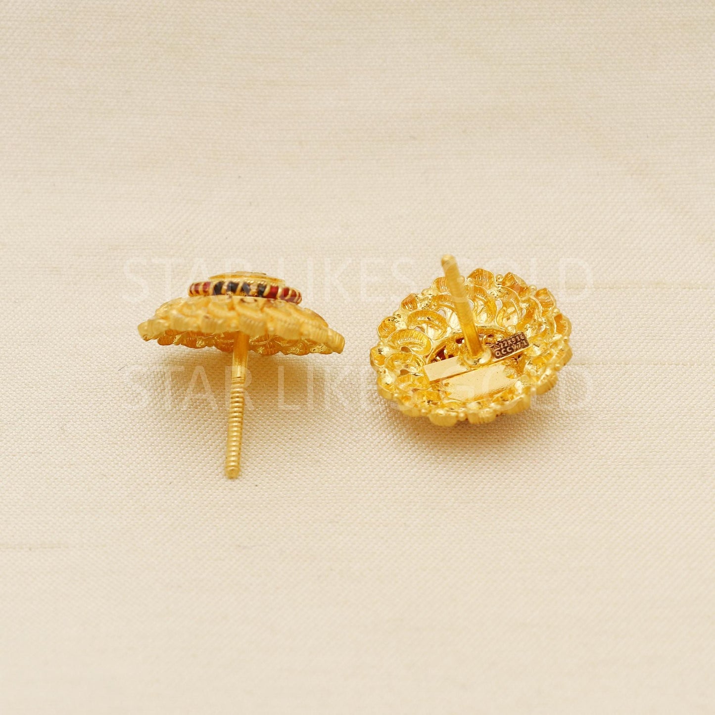 Designer Pure 22k 22 karat gold stud earrings jewelry, PR1670
