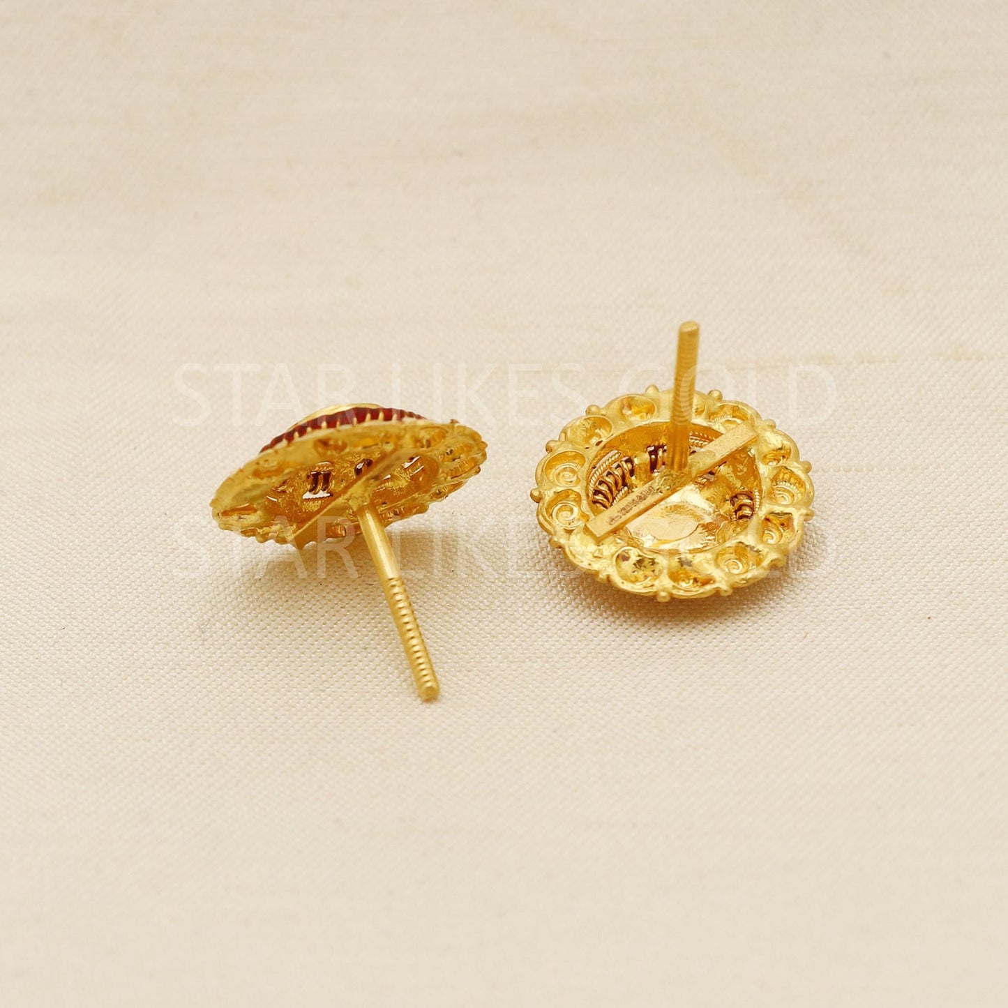 Designer Pure 22k 22 karat gold stud earrings jewelry, PR1675