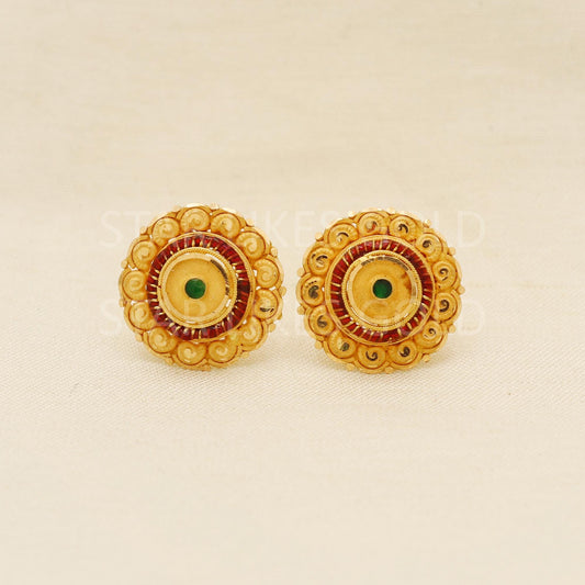 Designer Pure 22k 22 karat gold stud earrings jewelry, PR1675