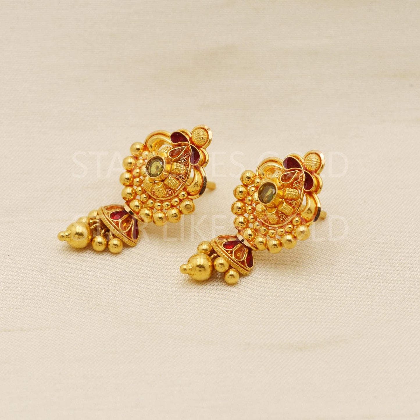 stunning 22k 22 karat gold earrings jewelry, PR1678