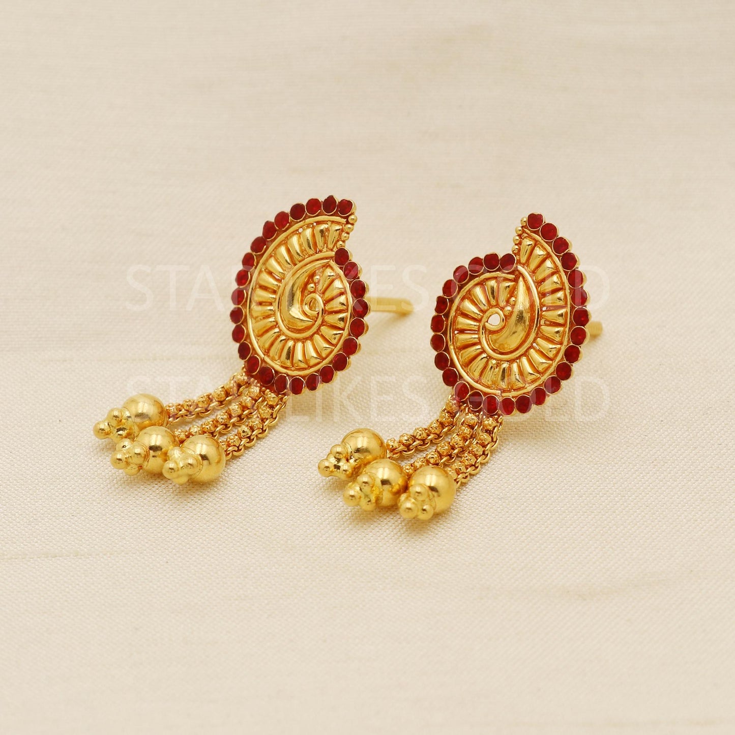 Designer Pure 22k 22 karat gold earrings jewelry, PR1679