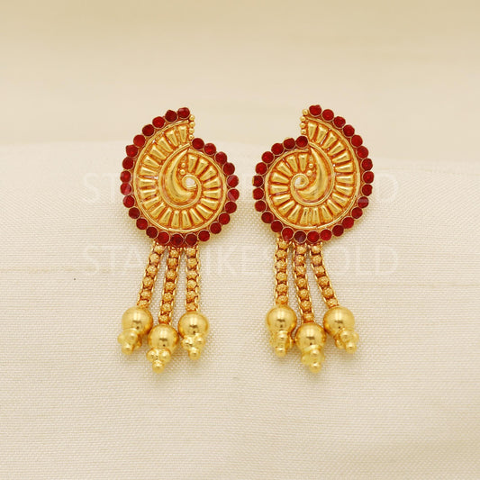 Designer Pure 22k 22 karat gold earrings jewelry, PR1679