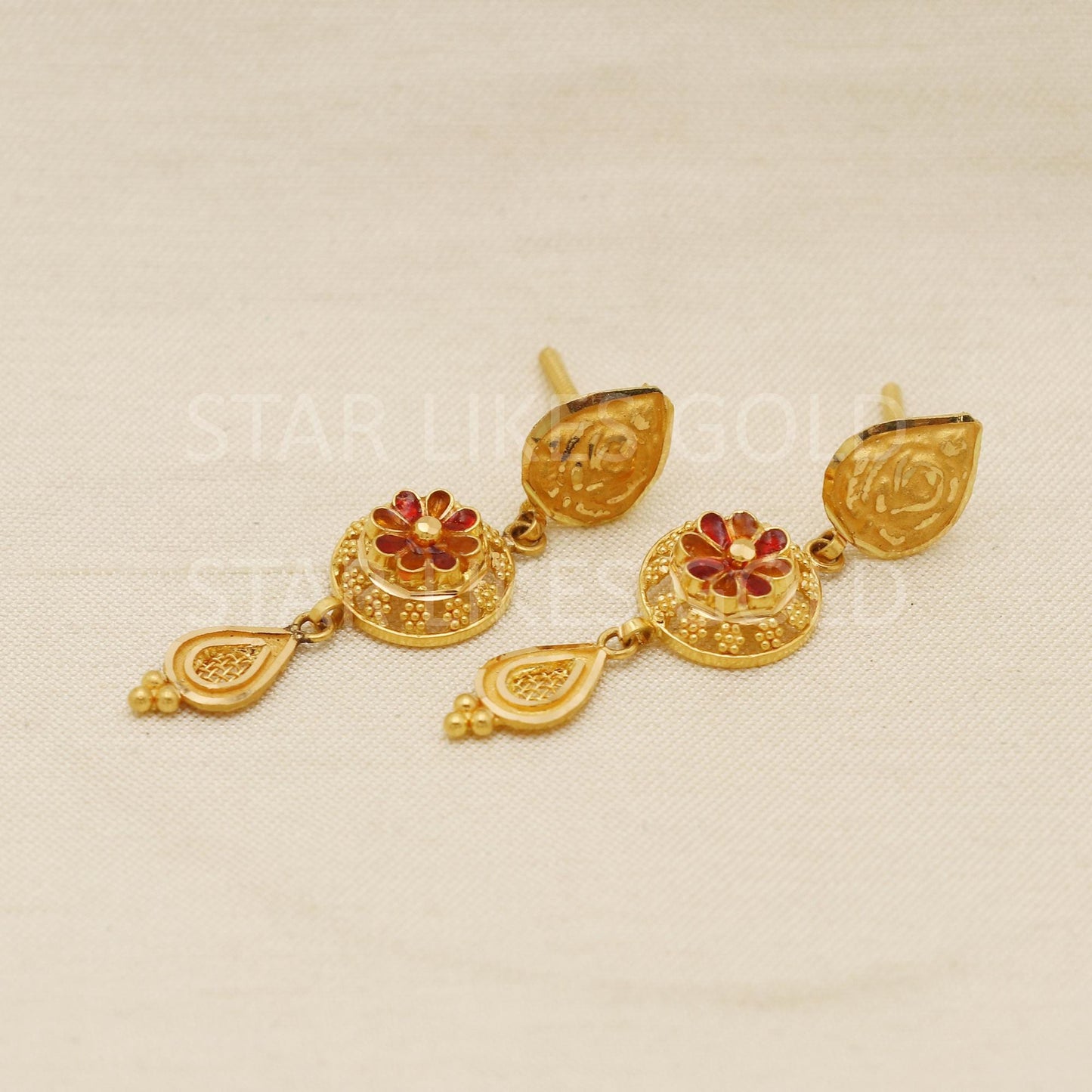 Designer Pure 22k 22 karat gold earrings jewelry, PR1681
