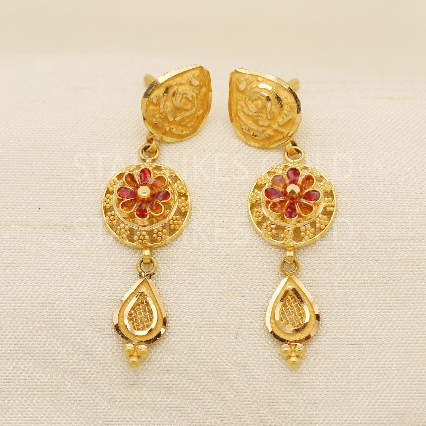 Designer Pure 22k 22 karat gold earrings jewelry, PR1681
