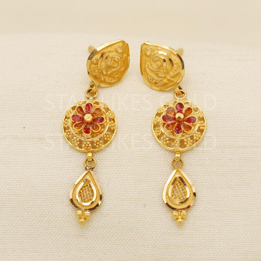 Designer Pure 22k 22 karat gold earrings jewelry, PR1681
