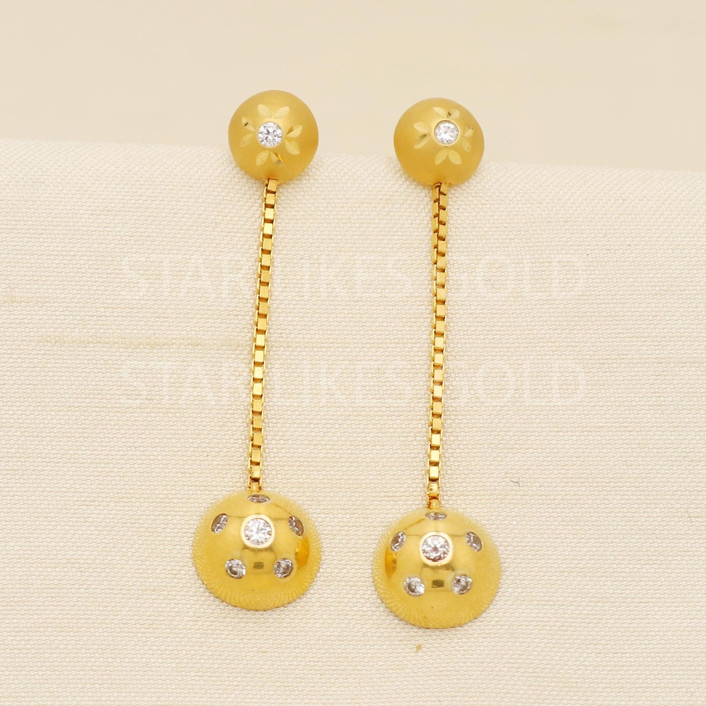 Exquisite 22k Gold Textured Ball Dangles with Heart Charms - Hallmark, PR1689