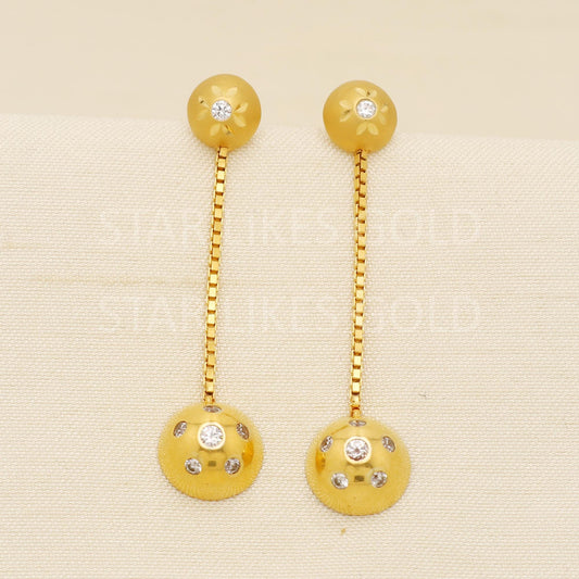 Exquisite 22k Gold Textured Ball Dangles with Heart Charms - Hallmark, PR1689