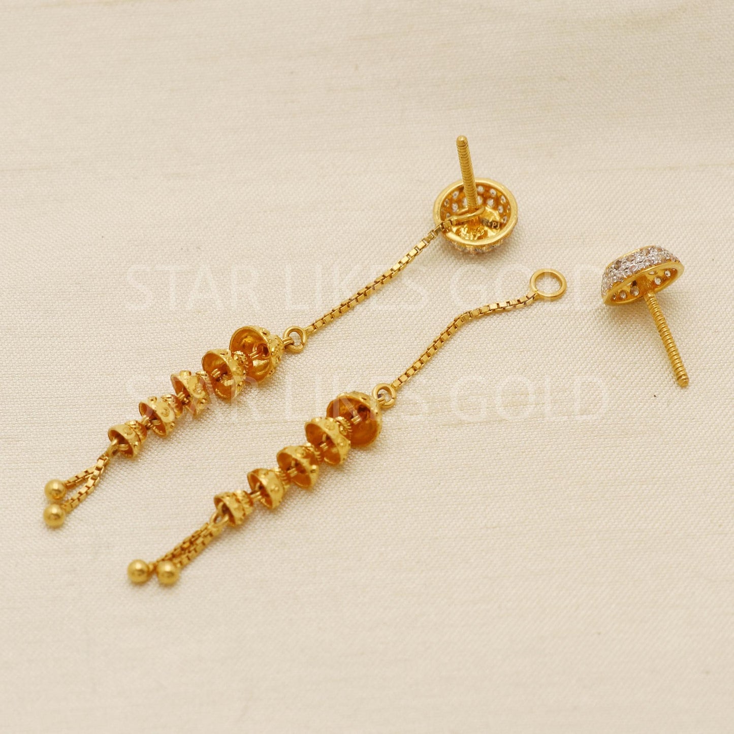Classy Hallmark 22k Gold High-Polish Sui-Dhaga Earrings by starlikesgold, PR1690