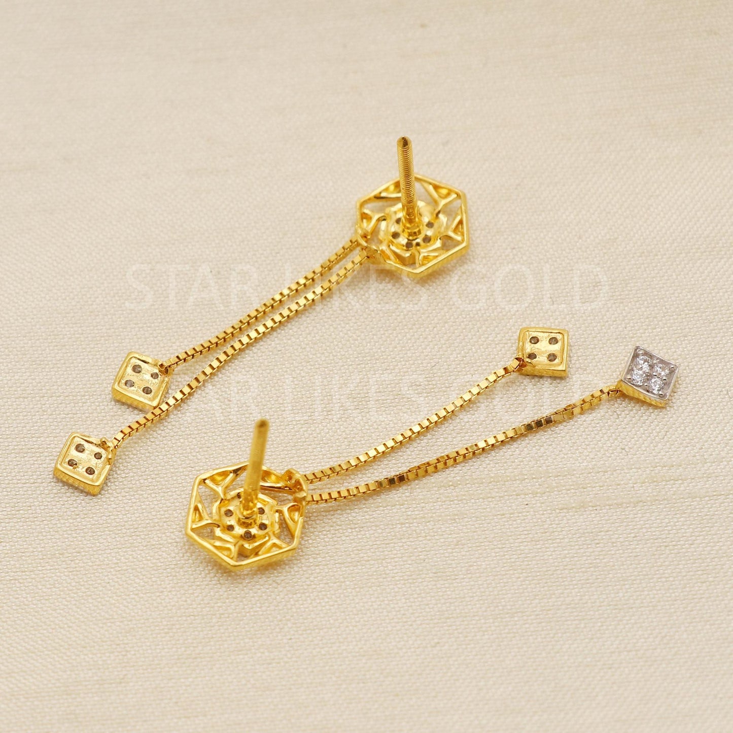 Zircons 18k 18 karat gold dangle long earrings jewelry, PR1698