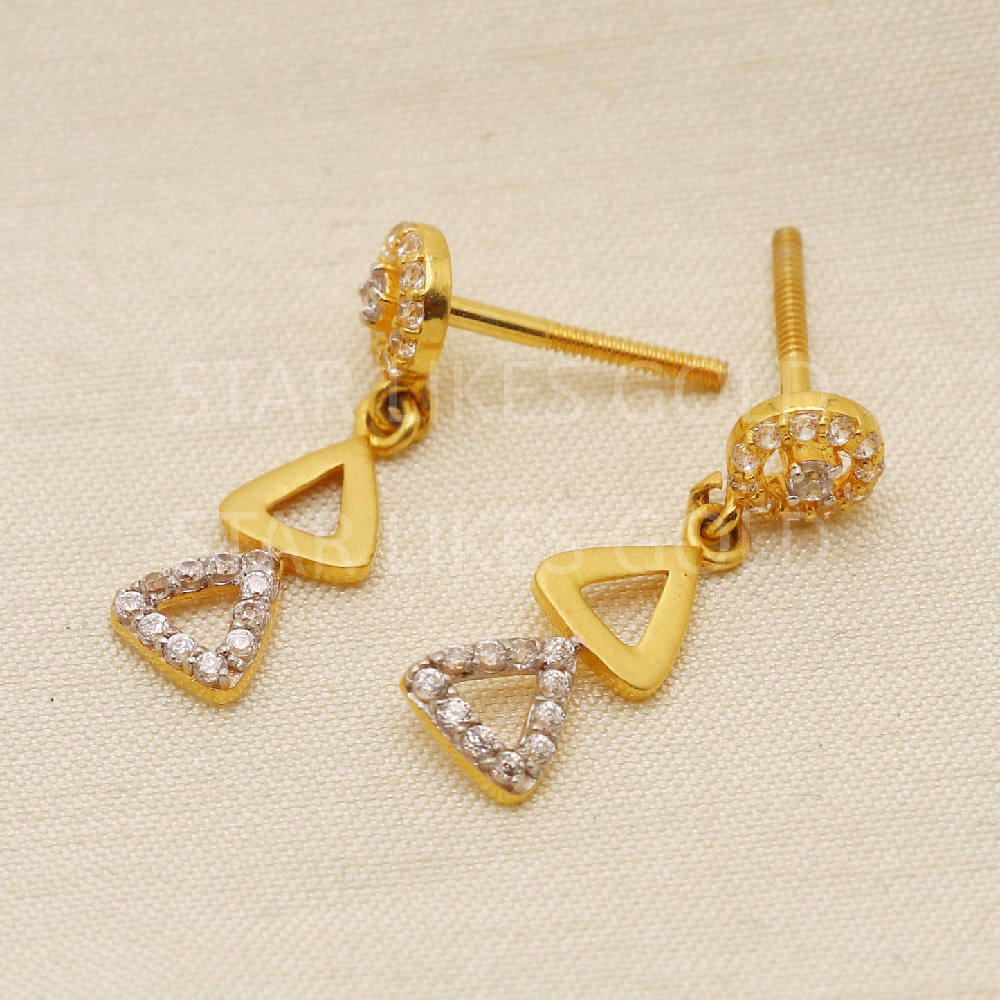 Zircons 22k 22 karat fine gold dangle earrings jewelry, PR1699