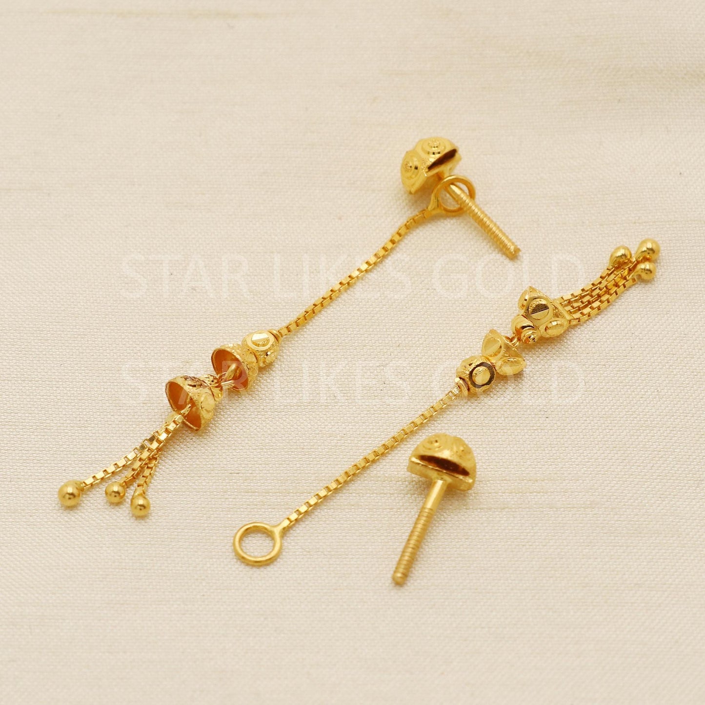Pure 22k Gold Fancy Heart Motif Hanging Earrings with Hallmark Quality, PR1710