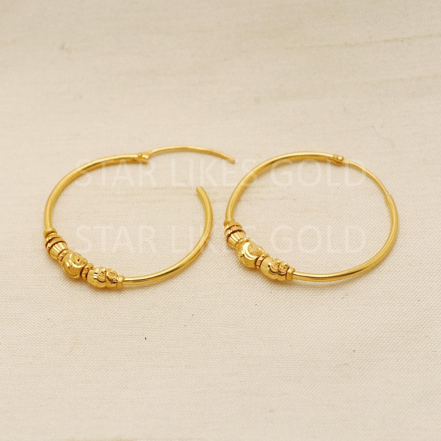 Hallmark 22k Gold Designer Hoop Earrings for Daily & Festive Wear, PR1724