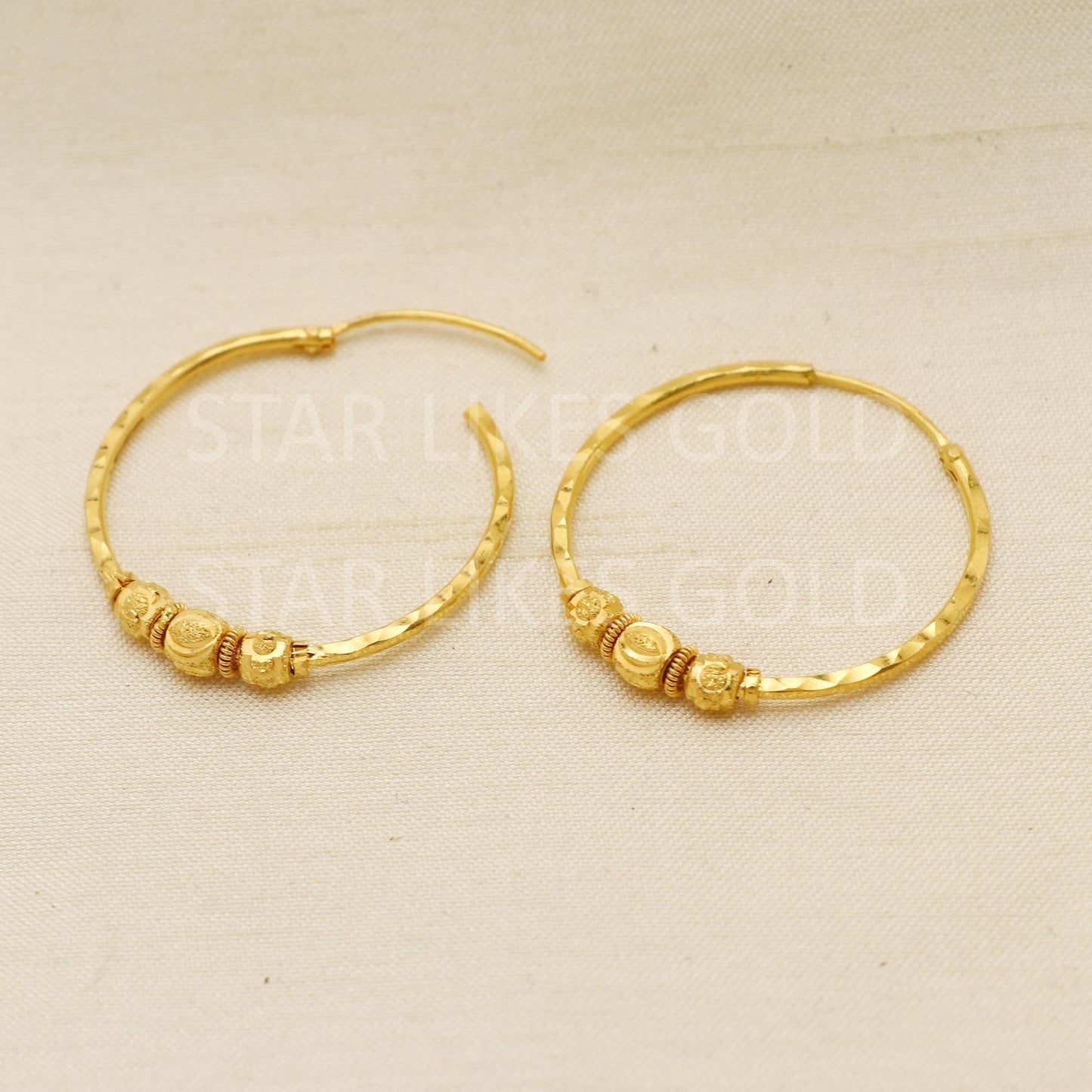 Hallmark 22k Gold Designer Hoop Earrings for Daily & Festive Wear, PR1725