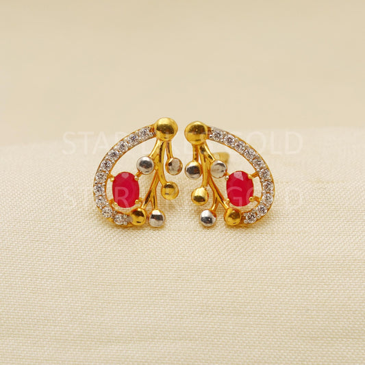 red white Zircons 22k 22 karat gold earrings jewelry, PR1610