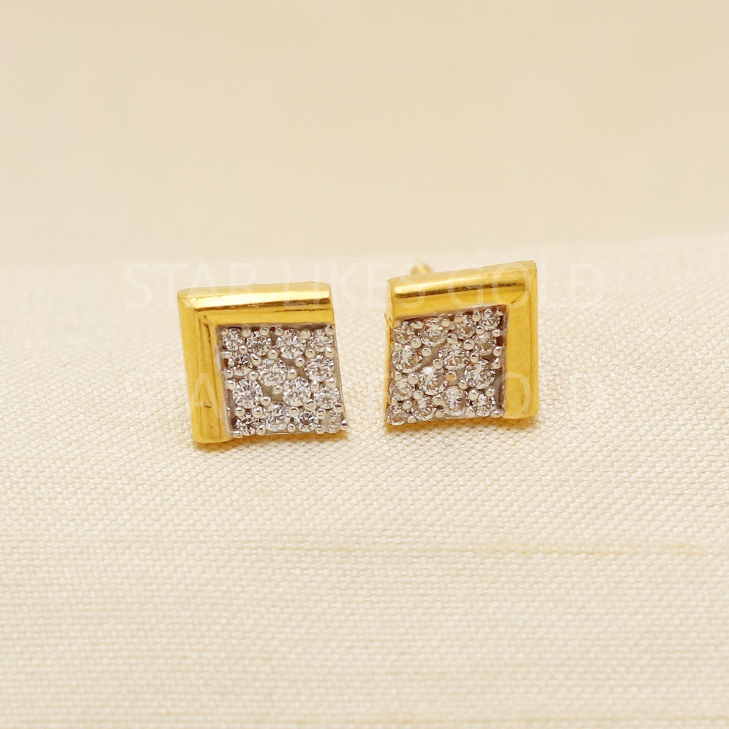 White Zircons 22k 22 karat gold earrings jewelry, PR1613