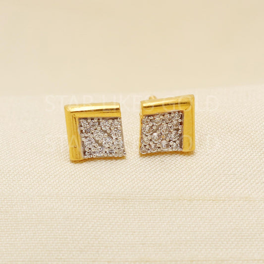 White Zircons 22k 22 karat gold earrings jewelry, PR1613