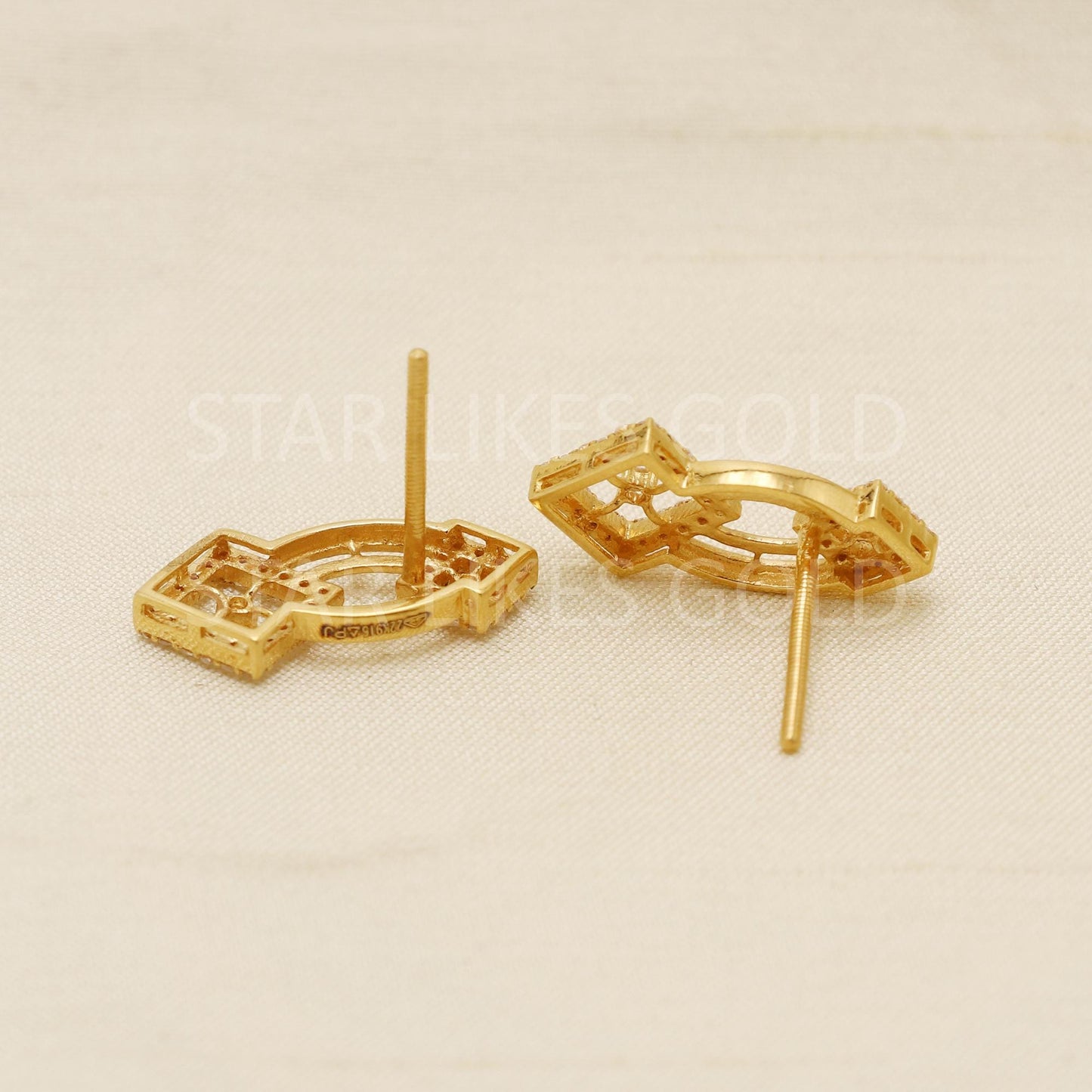 White Zircons 22k 22 karat gold earrings jewelry, PR1621