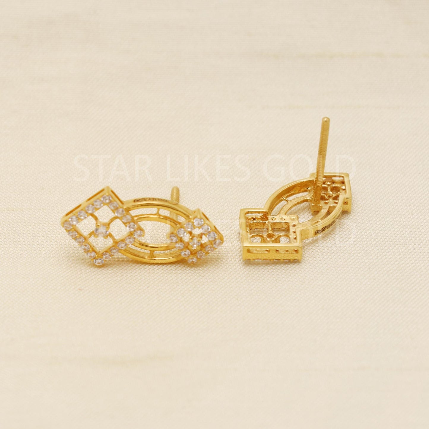 White Zircons 22k 22 karat gold earrings jewelry, PR1621