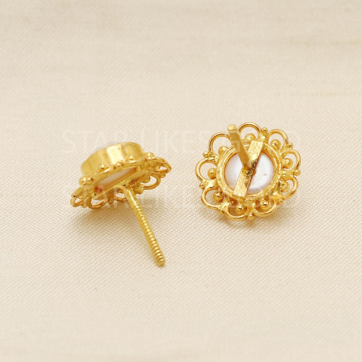 Pearl 22k 22 karat gold earrings jewelry, PR1625