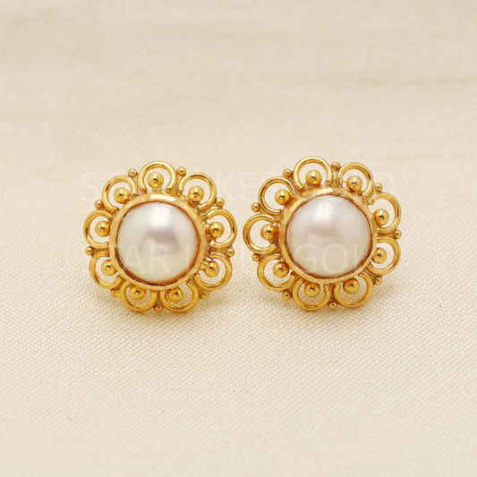 Pearl 22k 22 karat gold earrings jewelry, PR1625