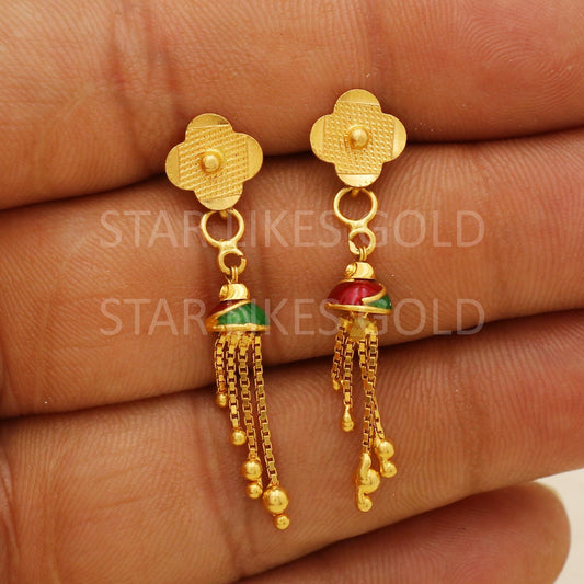 designer 22k 22kt gold Dangle Earrings Handmade Jewelry, Perfect Gift for Loved Ones  PR1672