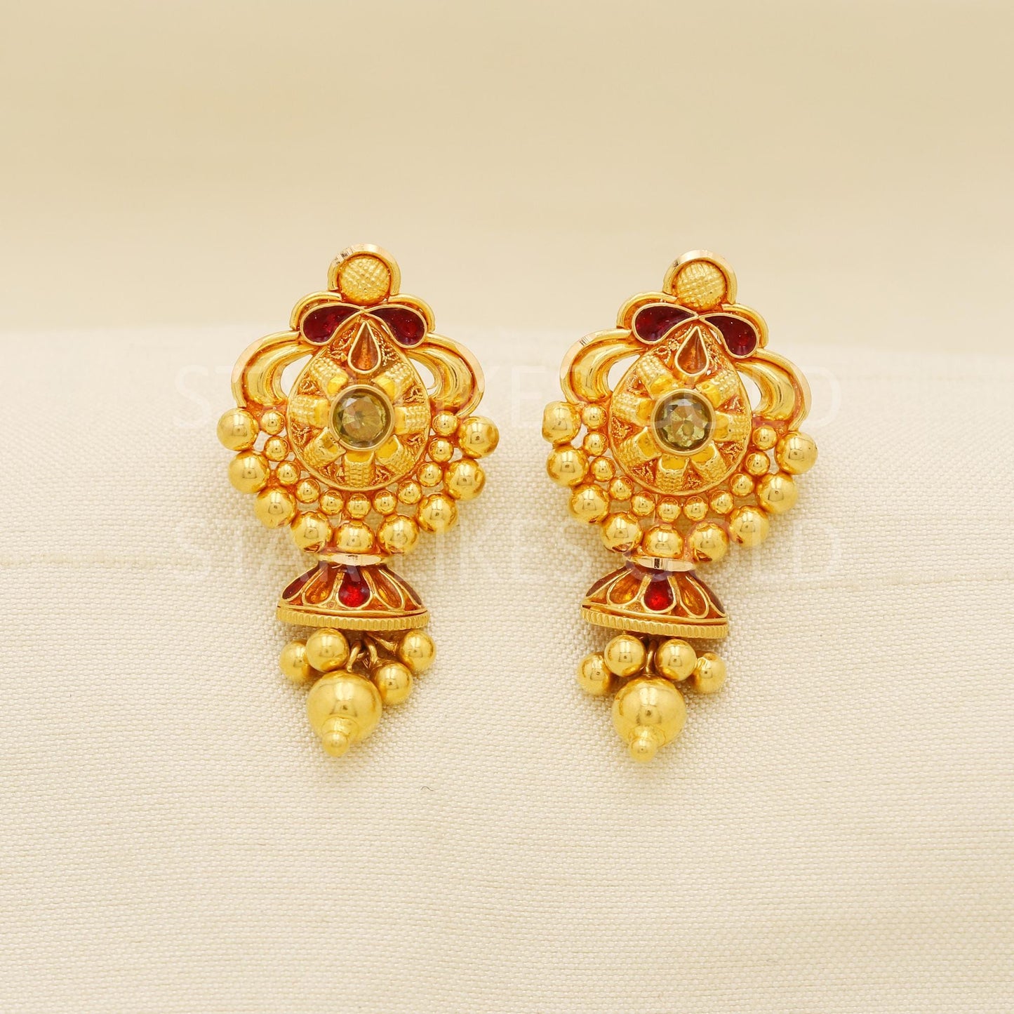 stunning 22k 22 karat gold earrings jewelry, PR1678