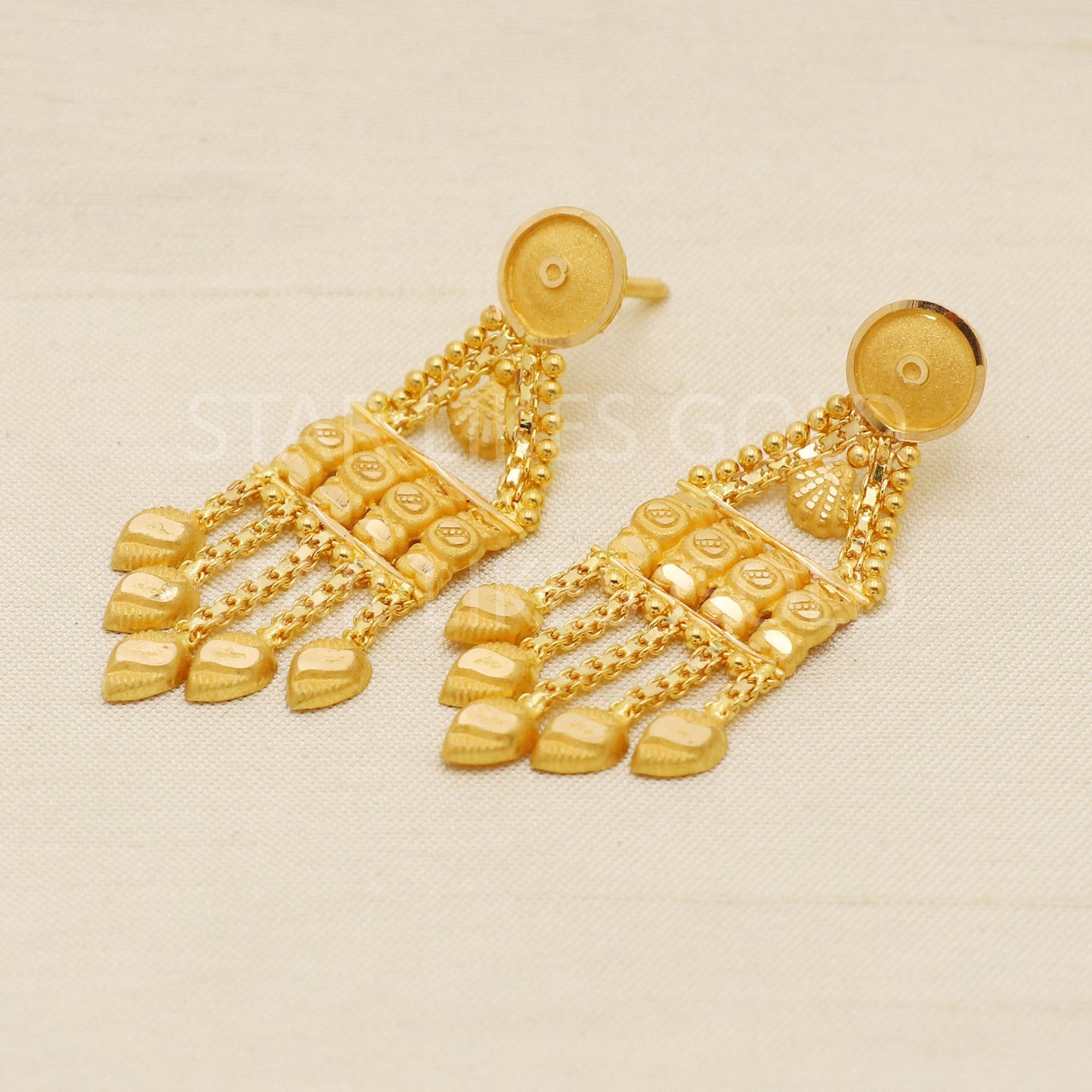 Designer Pure 22k 22 karat gold earrings delicate jewelry, PR1680