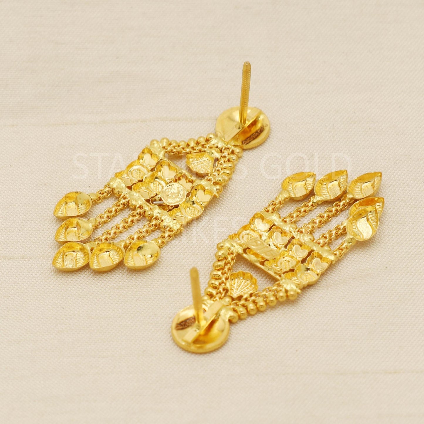 Designer Pure 22k 22 karat gold earrings delicate jewelry, PR1680