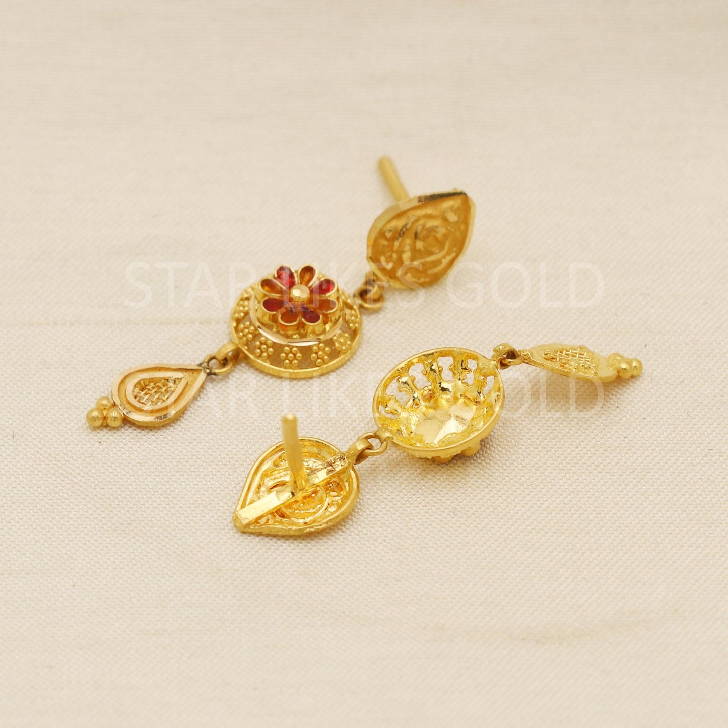 Designer Pure 22k 22 karat gold earrings jewelry, PR1681