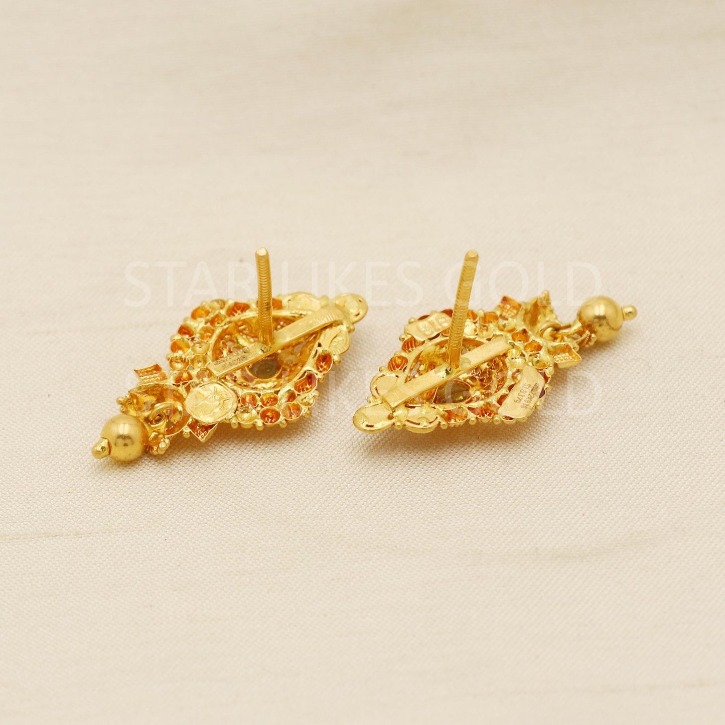 Traditional 22k 22 karat gold earrings jewelry, PR1683