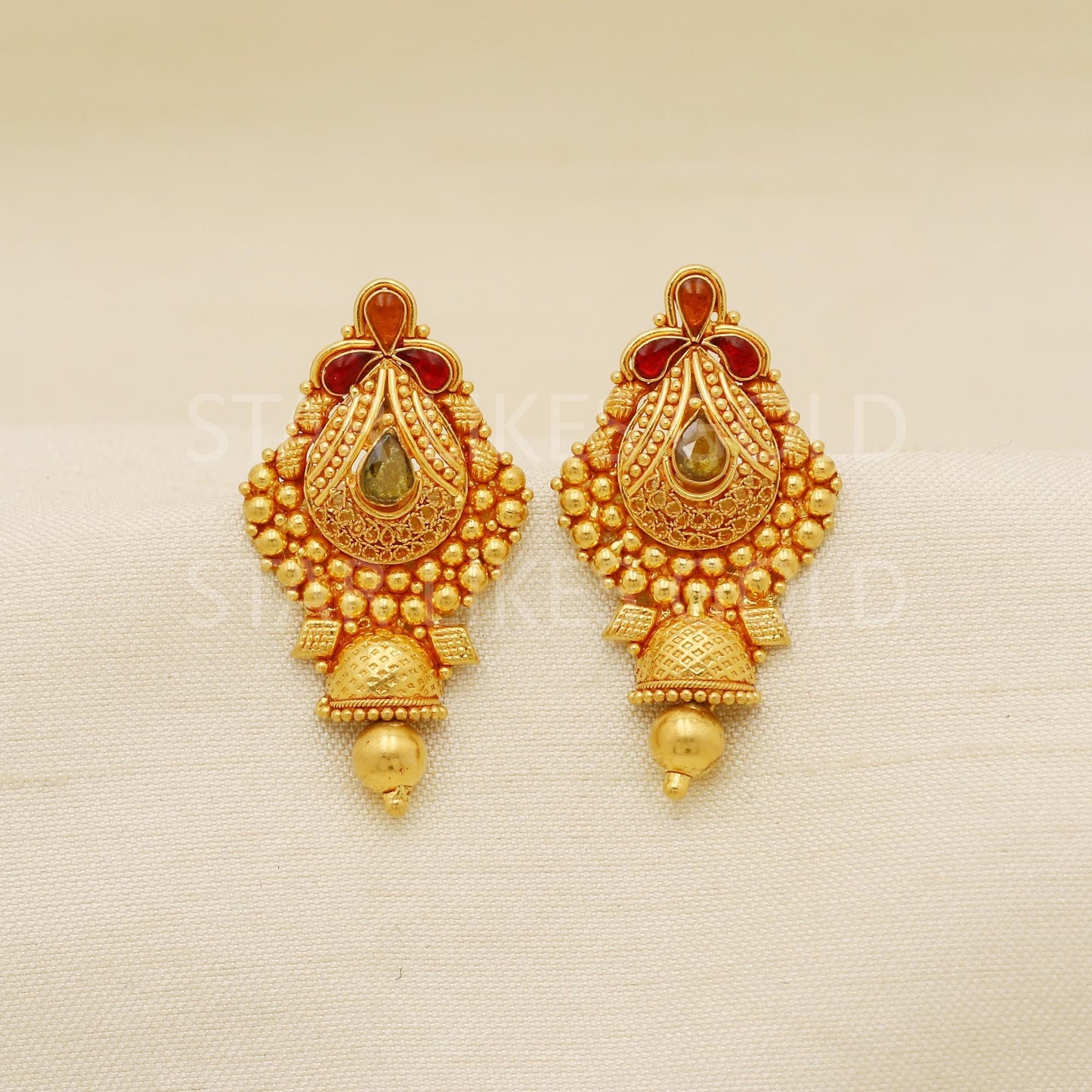 Traditional 22k 22 karat gold earrings jewelry, PR1683