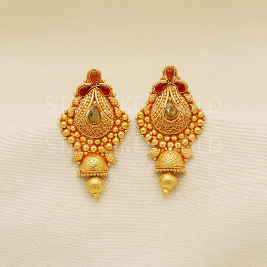 Traditional 22k 22 karat gold earrings jewelry, PR1683