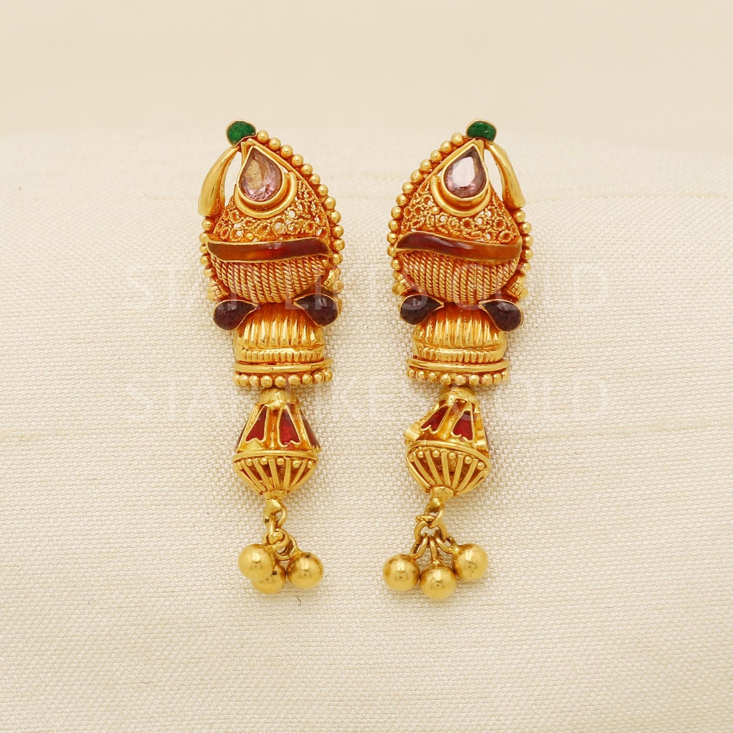 Traditional 22k 22 karat gold earrings jewelry, PR1684