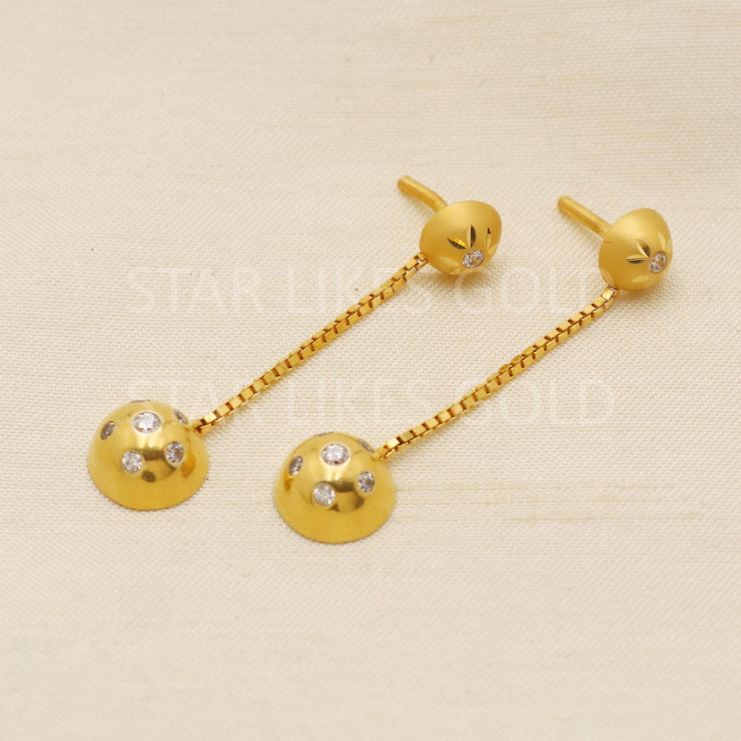Exquisite 22k Gold Textured Ball Dangles with Heart Charms - Hallmark, PR1689