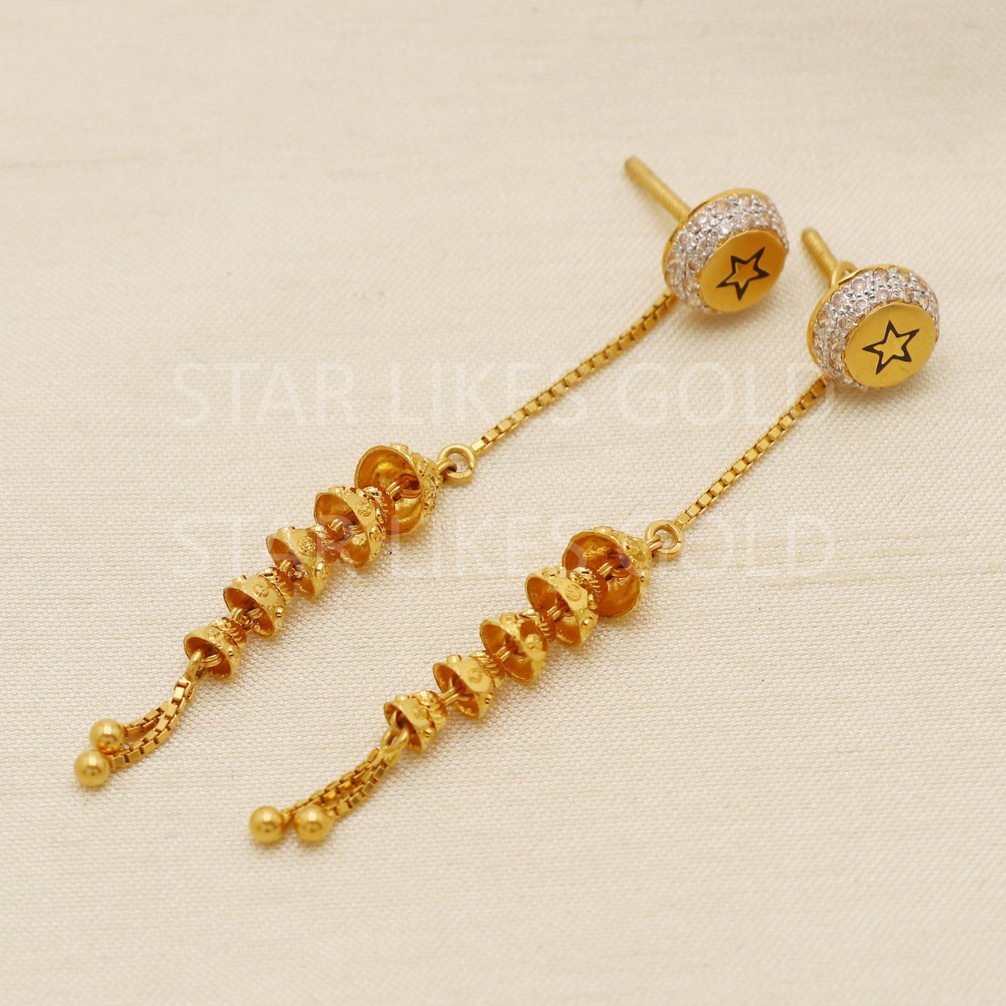 Classy Hallmark 22k Gold High-Polish Sui-Dhaga Earrings by starlikesgold, PR1690