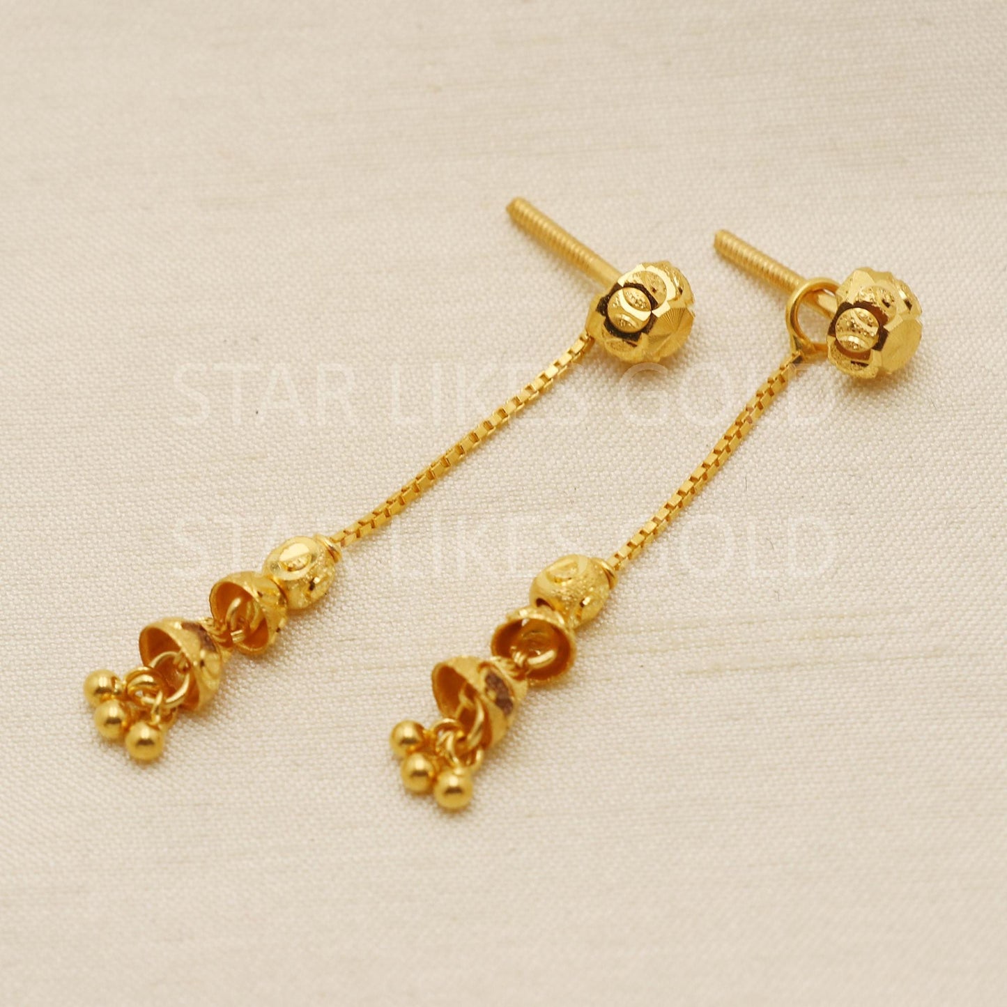Designer Hallmark 22k Gold Lightweight Chain Earrings with Hallmark Mark, PR1695