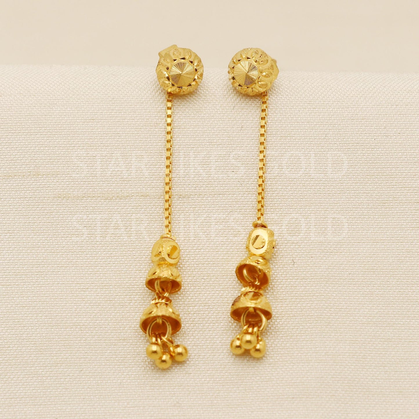 Designer Hallmark 22k Gold Lightweight Chain Earrings with Hallmark Mark, PR1695