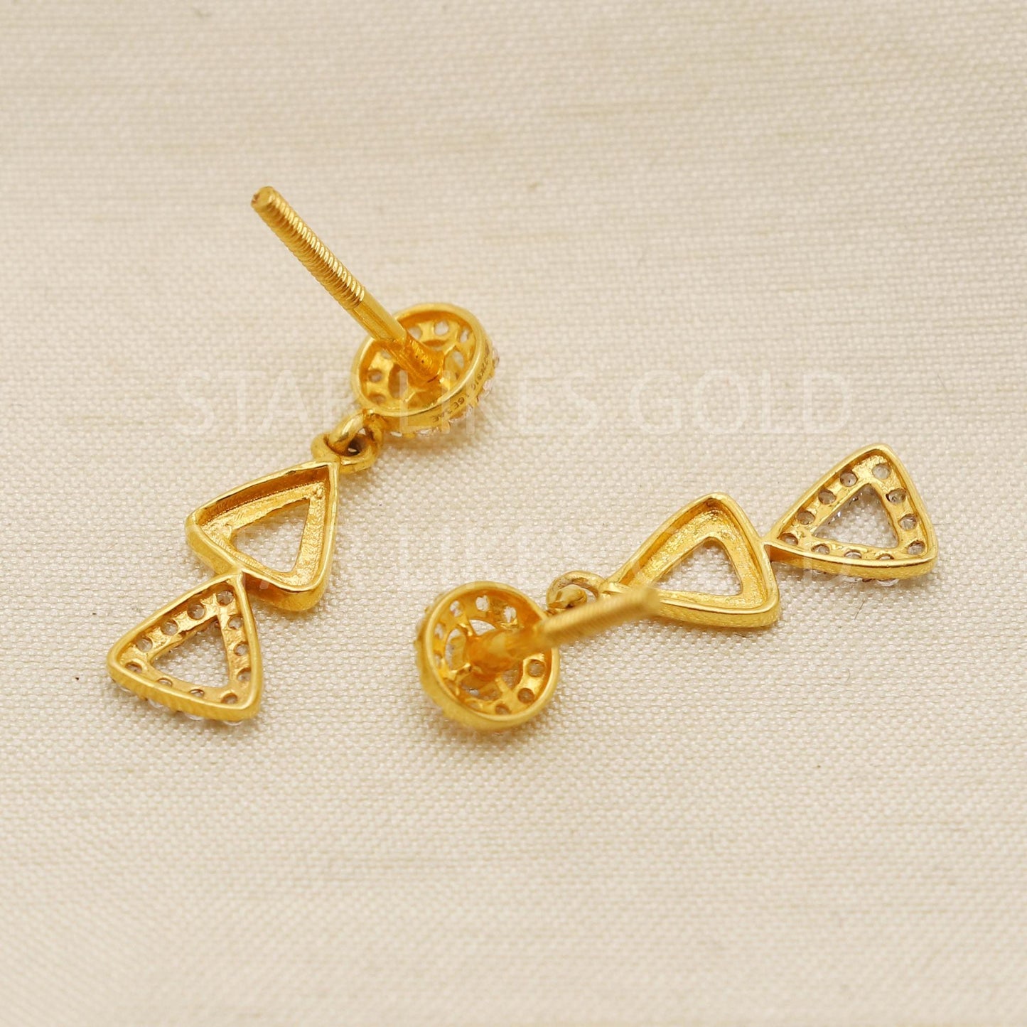 Zircons 22k 22 karat fine gold dangle earrings jewelry, PR1699