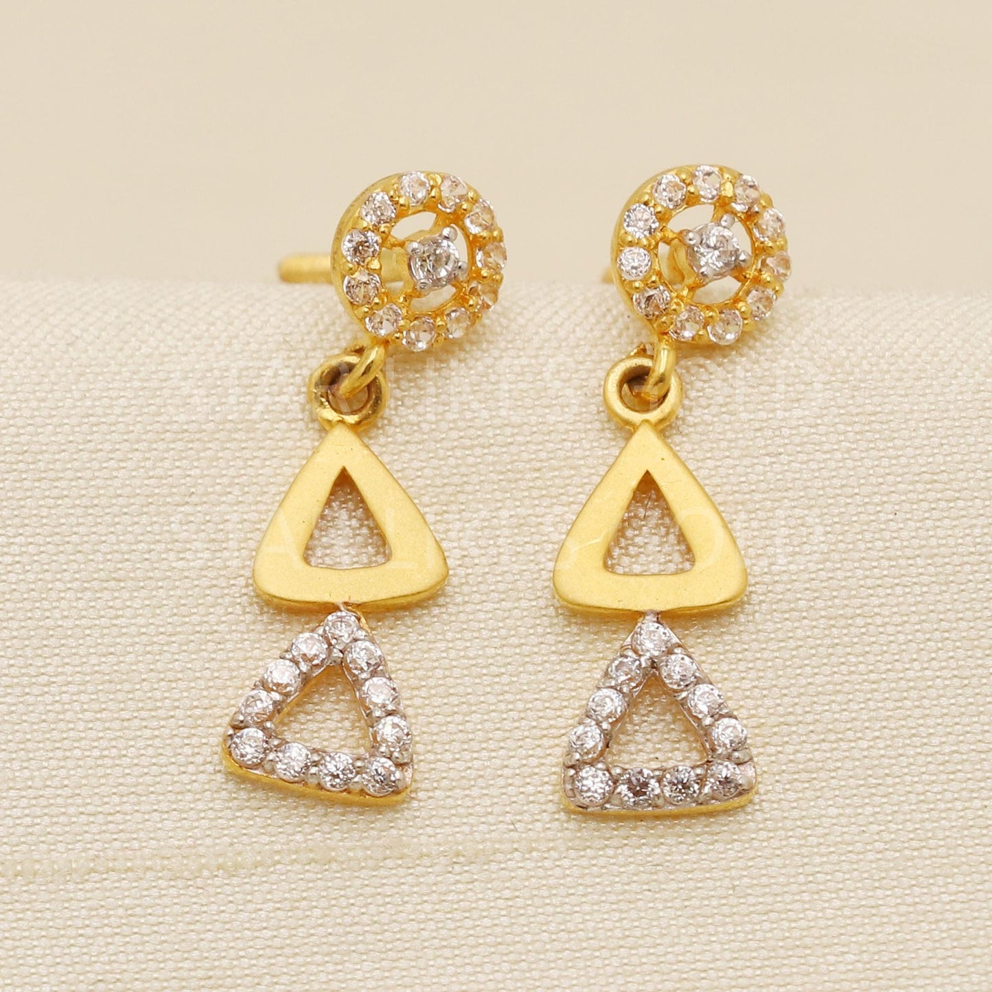 Zircons 22k 22 karat fine gold dangle earrings jewelry, PR1699