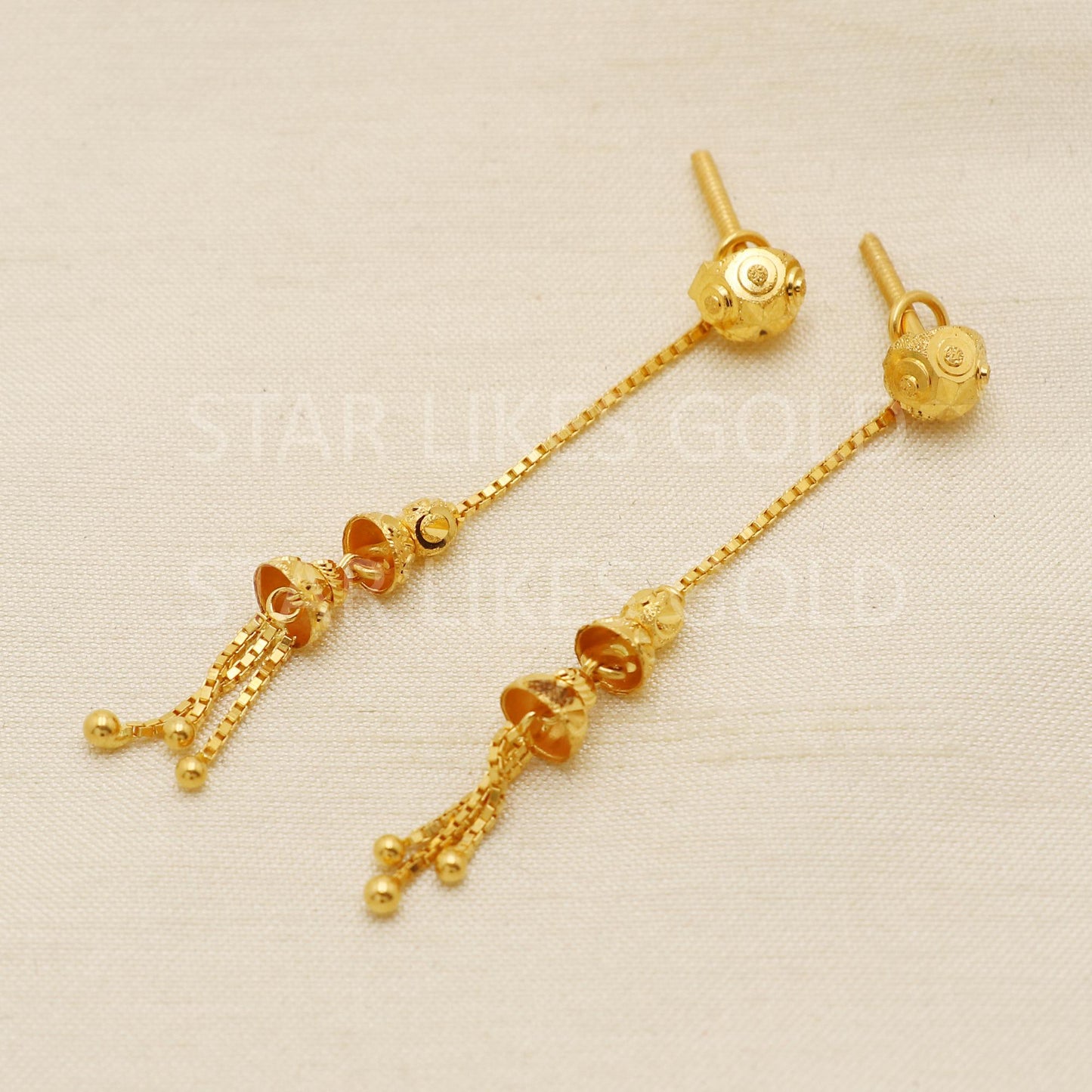 Pure 22k Gold Fancy Heart Motif Hanging Earrings with Hallmark Quality, PR1710