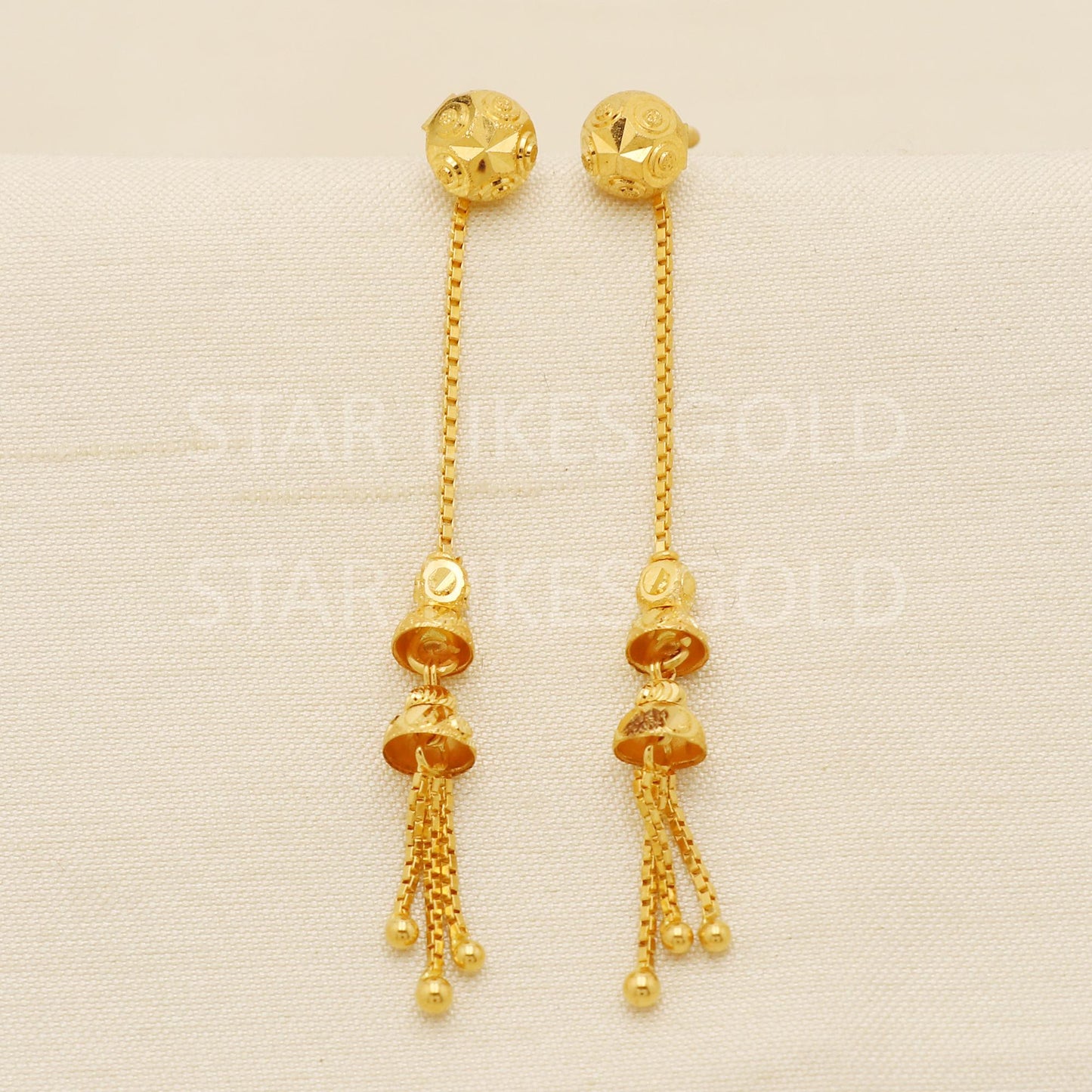 Pure 22k Gold Fancy Heart Motif Hanging Earrings with Hallmark Quality, PR1710