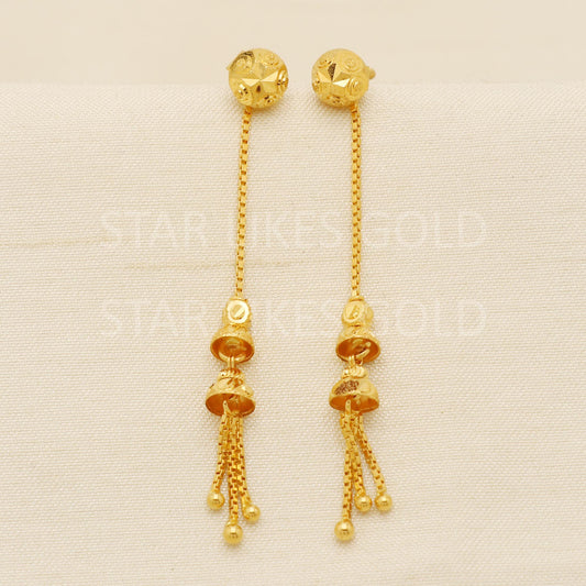 Pure 22k Gold Fancy Heart Motif Hanging Earrings with Hallmark Quality, PR1710
