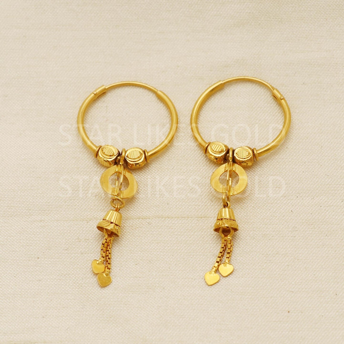 Modern Hallmark 22k Gold Stylish Bali Earrings for Bridal & Festive Wear, PR1718