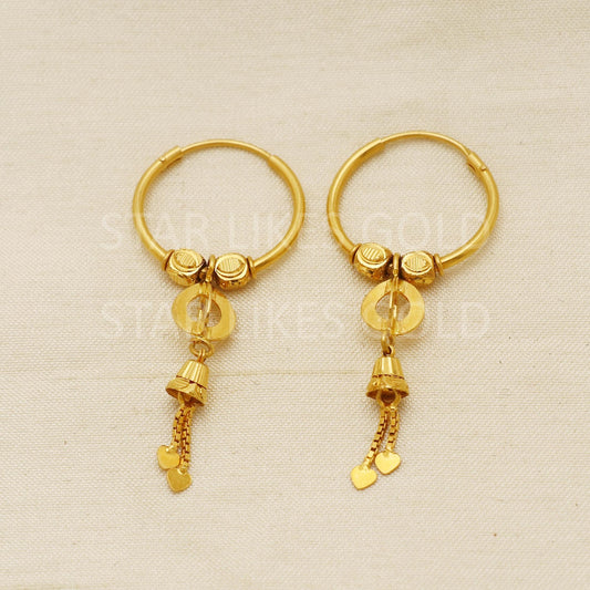 Modern Hallmark 22k Gold Stylish Bali Earrings for Bridal & Festive Wear, PR1718